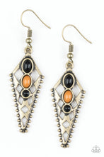 Load image into Gallery viewer, Paparazzi Terra Territory - Brass - Meerkat Beads - Ornate Triangular Tribal Earrings - $5 Jewelry With Ashley Swint