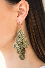 Load image into Gallery viewer, Paparazzi The Party Animal - Brass - Rippling Antiqued Textures - Earrings - $5 Jewelry With Ashley Swint