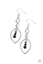 Load image into Gallery viewer, Paparazzi Timeless Twist - Purple Rhinestones - Silver Ribbon Twists - Earrings - $5 Jewelry With Ashley Swint
