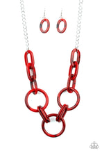 Load image into Gallery viewer, Paparazzi Turn Up The Heat - Red - Acrylic Links - Silver Chain Necklace &amp; Earrings - $5 Jewelry With Ashley Swint