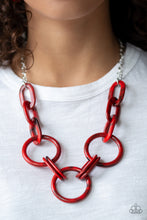 Load image into Gallery viewer, Paparazzi Turn Up The Heat - Red - Acrylic Links - Silver Chain Necklace &amp; Earrings - $5 Jewelry With Ashley Swint
