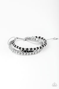 Paparazzi Ultra Modern - Black - Gray Cording - Sliding Knot Closure - Bracelet - $5 Jewelry with Ashley Swint