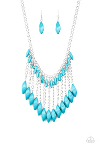 Paparazzi Venturous Vibes - BLUE - Faceted Beads - Shimmery Silver Chain Necklace & Earrings - $5 Jewelry with Ashley Swint