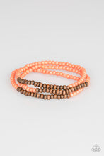 Load image into Gallery viewer, Paparazzi Woodland Wanderer - Orange Stones - Wooden set of 3 Bracelets - $5 Jewelry With Ashley Swint