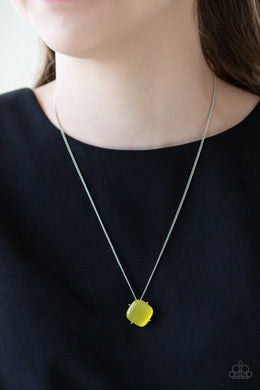 Paparazzi You GLOW Girl - Yellow Moonstones - Silver Necklace and matching Earrings - $5 Jewelry With Ashley Swint