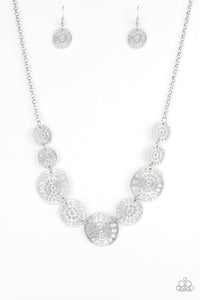 Paparazzi Your Own Free WHEEL - Silver - Airy Stenciled Discs - Necklace & Earrings - $5 Jewelry with Ashley Swint