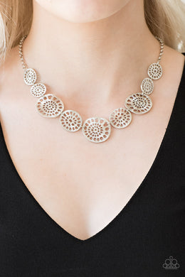 Paparazzi Your Own Free WHEEL - Silver - Airy Stenciled Discs - Necklace & Earrings - $5 Jewelry with Ashley Swint
