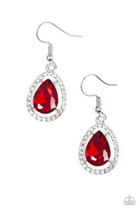 Paparazzi A One-GLAM Show - Red Rhinestone - Earrings - $5 Jewelry With Ashley Swint
