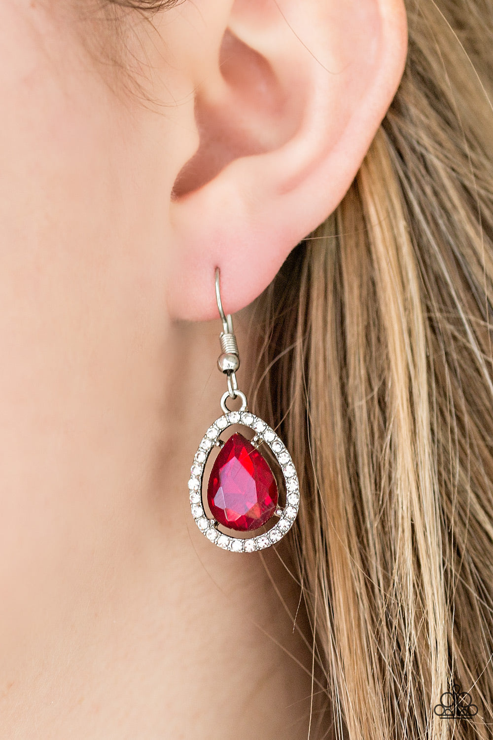 Paparazzi A One-GLAM Show - Red Rhinestone - Earrings - $5 Jewelry With Ashley Swint