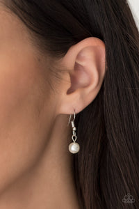 Paparazzi Absolutely Brilliant - White - Pearly Beads - Rhinestones - Necklace & Earrings - $5 Jewelry With Ashley Swint