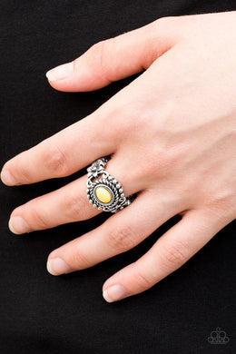 Paparazzi All Summer Long - Yellow Bead - Silver Ring - $5 Jewelry With Ashley Swint