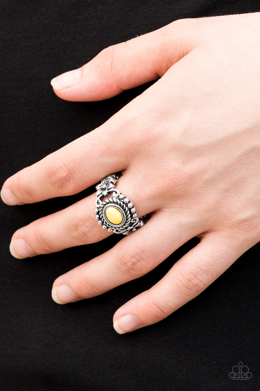 Paparazzi All Summer Long - Yellow Bead - Silver Ring - $5 Jewelry With Ashley Swint