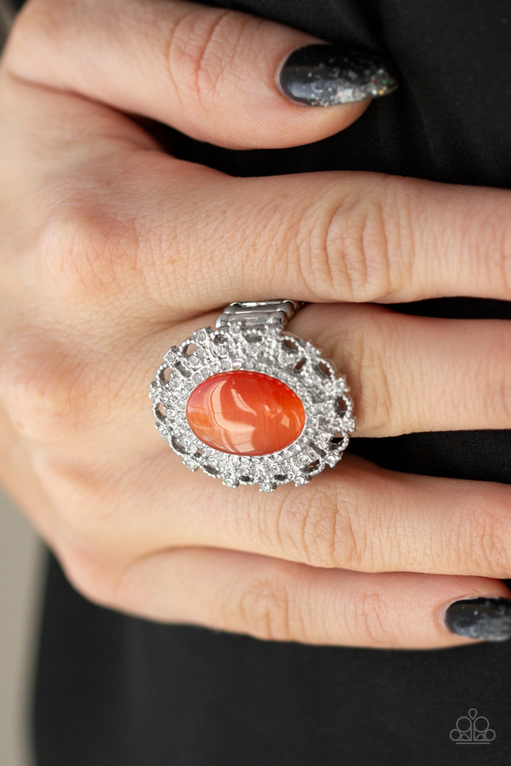 Paparazzi BAROQUE The Spell - Orange Moonstone - Silver Ring - $5 Jewelry with Ashley Swint