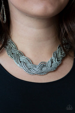 Paparazzi Brazilian Brilliance - Silver - Seed beads Necklace and matching Earrings - $5 Jewelry With Ashley Swint