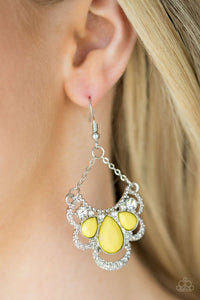 Paparazzi Caribbean Royalty - Yellow - Rhinestones Earrings - $5 Jewelry With Ashley Swint