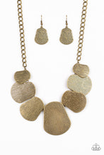 Load image into Gallery viewer, Paparazzi CAVE The Day - Brass - Necklace and matching Earrings - $5 Jewelry With Ashley Swint