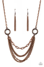 Load image into Gallery viewer, Paparazzi CHAINS of Command - Copper - Ornate Hoops - Necklace &amp; Earrings - $5 Jewelry with Ashley Swint