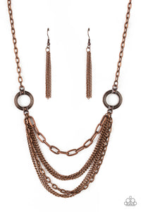 Paparazzi CHAINS of Command - Copper - Ornate Hoops - Necklace & Earrings - $5 Jewelry with Ashley Swint