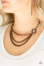 Load image into Gallery viewer, Paparazzi CHAINS of Command - Copper - Ornate Hoops - Necklace &amp; Earrings - $5 Jewelry with Ashley Swint