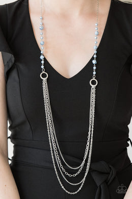 Paparazzi Contemporary Cadence - Blue Pearls - Silver Chains Necklace and matching Earrings - $5 Jewelry With Ashley Swint