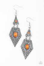 Load image into Gallery viewer, Paparazzi Drifting Dunes - Orange - Tribal Inspired Silver Earrings - $5 Jewelry With Ashley Swint