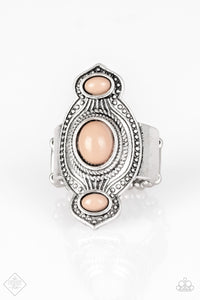 Paparazzi Dune Drifter - Brown Bead - Silver Ring - $5 Jewelry With Ashley Swint