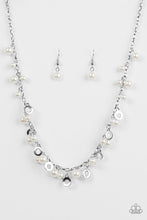 Load image into Gallery viewer, Paparazzi Elegant Ensemble - White Beads - Shimmery Silver Chain Necklace &amp; Earrings - $5 Jewelry With Ashley Swint