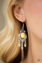 Load image into Gallery viewer, Paparazzi Enchantingly Environmentalist - Yellow Stone - Silver Earrings - $5 Jewelry With Ashley Swint