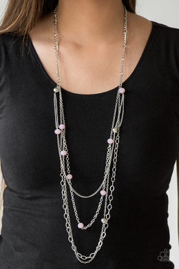 Paparazzi Glamour Grotto - Pink - Silver Chains Necklace & Earrings - $5 Jewelry With Ashley Swint