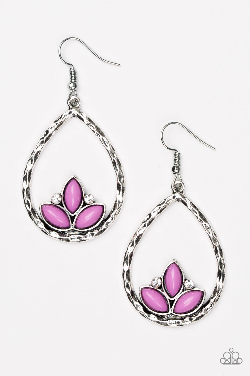 Paparazzi Lotus Laguna - Purple Beads - Silver Earrings - $5 Jewelry With Ashley Swint