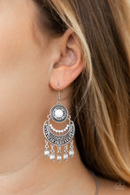 Load image into Gallery viewer, Paparazzi Mantra to Mantra - White - Silver Crescent - Fringe Earrings - $5 Jewelry with Ashley Swint