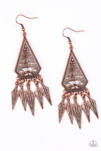 Load image into Gallery viewer, Paparazzi Me Oh MAYAN - Copper - Shimmery Feather Frames - Earrings - $5 Jewelry With Ashley Swint