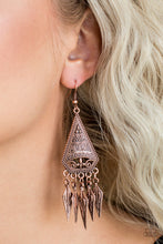 Load image into Gallery viewer, Paparazzi Me Oh MAYAN - Copper - Shimmery Feather Frames - Earrings - $5 Jewelry With Ashley Swint