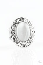 Load image into Gallery viewer, Paparazzi Moonlit Marigold - White - Moonstone - Filigree Swirls - Silver Ring - $5 Jewelry with Ashley Swint