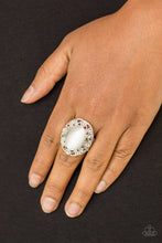 Load image into Gallery viewer, Paparazzi Moonlit Marigold - White - Moonstone - Filigree Swirls - Silver Ring - $5 Jewelry with Ashley Swint