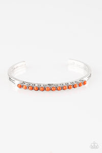 Paparazzi New Age Traveler - Orange Beads - Silver Cuff Bracelet - $5 Jewelry With Ashley Swint
