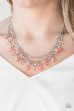 Load image into Gallery viewer, Paparazzi Ocean Odyssey - Orange - Coral Beads - Silver Chains Necklace and matching Earrings - $5 Jewelry With Ashley Swint