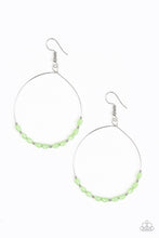 Load image into Gallery viewer, Paparazzi Prize Winning Sparkle - Green Beads - Silver Hoop Earrings - $5 Jewelry With Ashley Swint