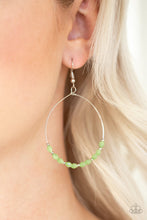 Load image into Gallery viewer, Paparazzi Prize Winning Sparkle - Green Beads - Silver Hoop Earrings - $5 Jewelry With Ashley Swint