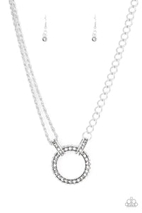 Paparazzi Razzle Dazzle - White Rhinestones - Silver Necklace and matching Earrings - ENCORE EXCLUSIVE 2020 - $5 Jewelry with Ashley Swint