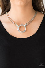 Load image into Gallery viewer, Paparazzi Razzle Dazzle - White Rhinestones - Silver Necklace and matching Earrings - ENCORE EXCLUSIVE 2020 - $5 Jewelry with Ashley Swint