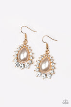 Load image into Gallery viewer, Paparazzi Regal Renewal - Gold - Pearl Rhinestone Earrings - $5 Jewelry With Ashley Swint