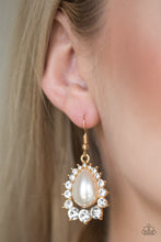 Load image into Gallery viewer, Paparazzi Regal Renewal - Gold - Pearl Rhinestone Earrings - $5 Jewelry With Ashley Swint