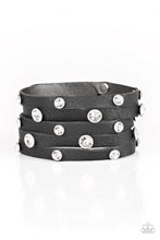 Load image into Gallery viewer, Paparazzi Rhinestone Reputation - Black - Leather Bracelet - $5 Jewelry With Ashley Swint