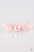Load image into Gallery viewer, Paparazzi Romantic Redux - Pink Pearls - White Rhinestones - Stretchy Bracelet - Life of the Party Exclusive October 2018 - VINTAGE! - $5 Jewelry With Ashley Swint