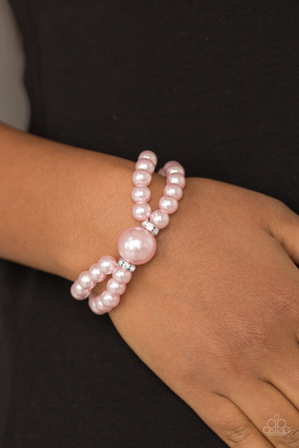 Paparazzi Romantic Redux - Pink Pearls - White Rhinestones - Stretchy Bracelet - Life of the Party Exclusive October 2018 - VINTAGE! - $5 Jewelry With Ashley Swint
