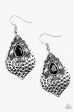 Load image into Gallery viewer, Paparazzi Royal Rebel - Black - Regal Teardrop - Rhinestones - Shimmery Earrings - $5 Jewelry With Ashley Swint