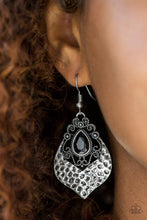 Load image into Gallery viewer, Paparazzi Royal Rebel - Black - Regal Teardrop - Rhinestones - Shimmery Earrings - $5 Jewelry With Ashley Swint