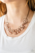 Load image into Gallery viewer, Paparazzi Seafront Scene - Copper - Interlocking Hoops - Necklace &amp; Earrings - $5 Jewelry With Ashley Swint