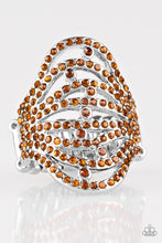 Load image into Gallery viewer, Paparazzi Stratospheric - Brown - Dazzling Rhinestones - Silver Bands - Ring - $5 Jewelry With Ashley Swint
